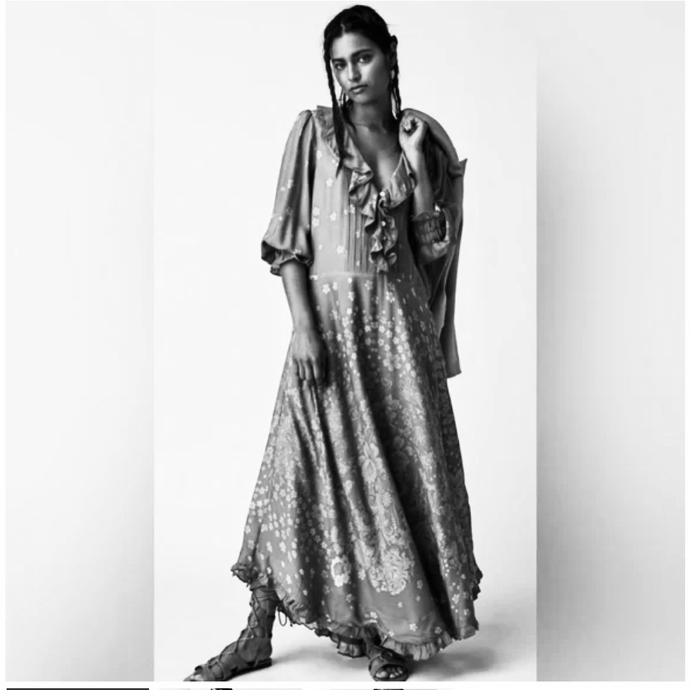 Free People Talsey Black Floral Maxi Dress Size X-Small - Picture 3 of 12